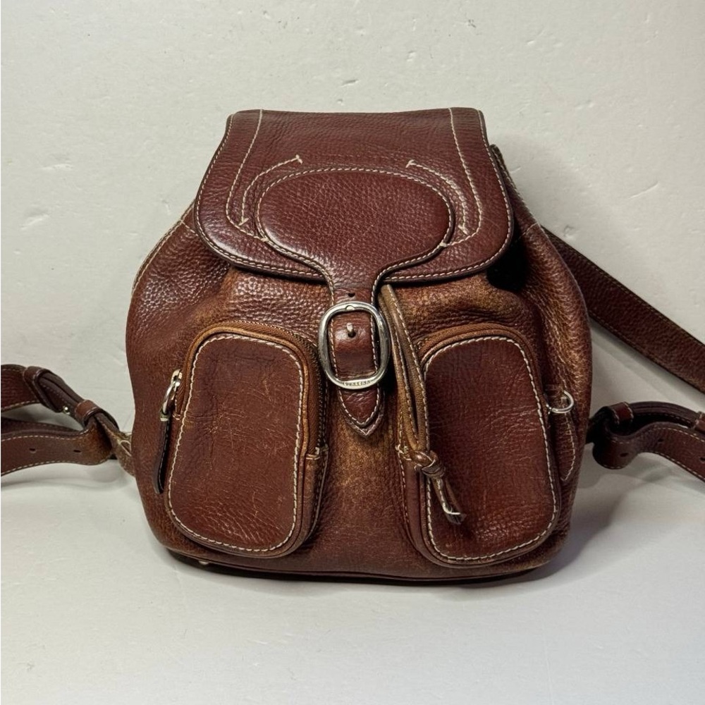 BURBERRY Vintage Brown Leather Small Backpack
